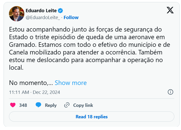 Na manhã deste domingo (22), um avião de pequeno porte caiu em Gramado, RS, minutos após decolar do aeroporto de Canela. A aeronave atingiu uma pousada, uma loja de móveis e a chaminé de um prédio, causando um incêndio.