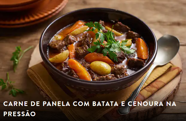 Carne de panela com batata e cenoura na pressão